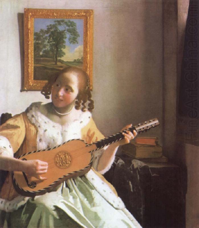 Jan Vermeer Woman is playing Guitar china oil painting image